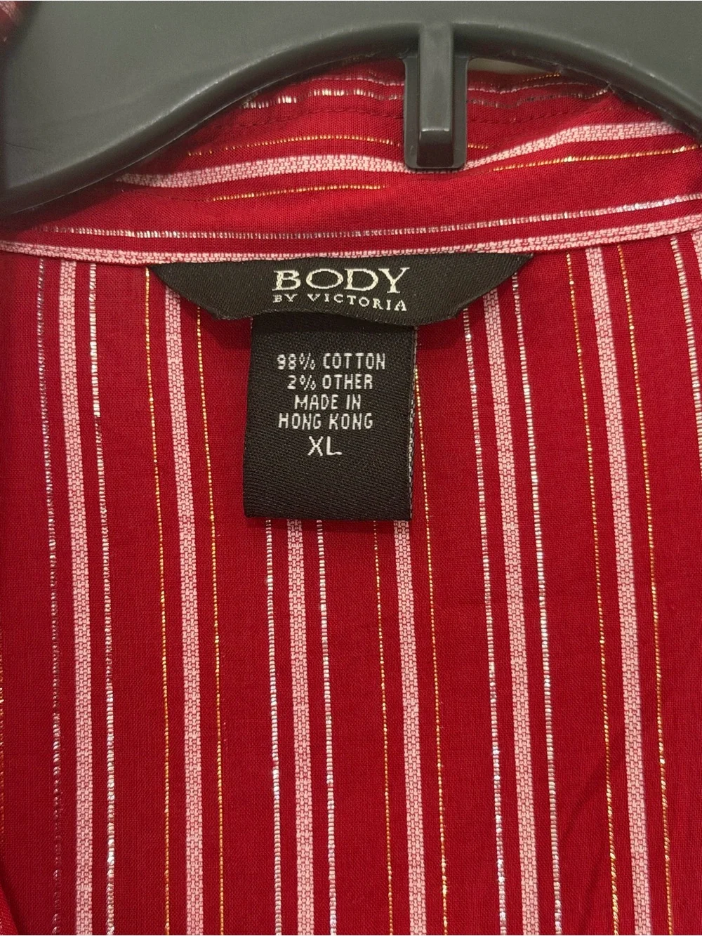 Victoria's Secret Red and White Striped Button-Down Shirt